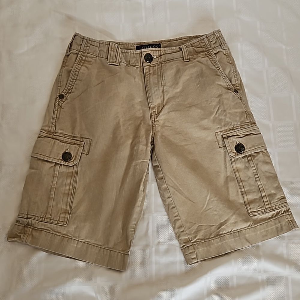 Guess Men's Cargo Khaki Cotton Shorts Size 31